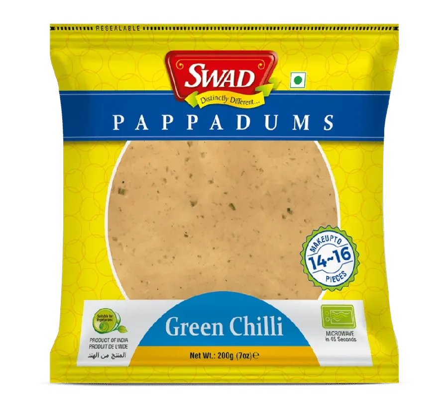 SWAD Green Chilli Pappadums pack